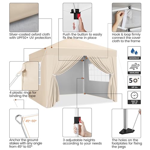 Yaheetech 10x10 Pop Up Canopy with 4 Removable Sidewalls, White F109731