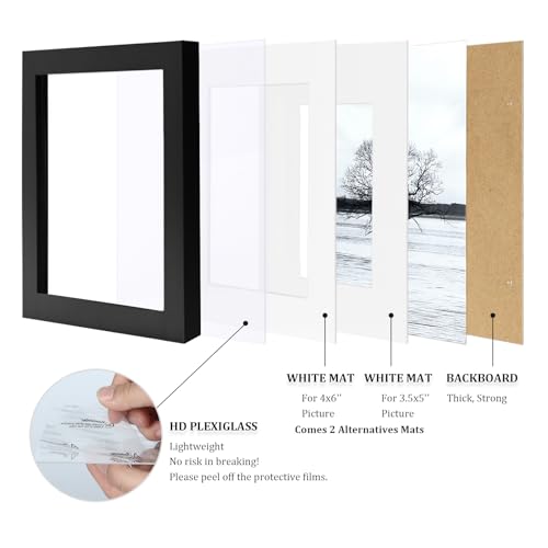 Egofine 8x10 Picture Frames Set of 6, Solid Wood with Plexiglass, White T6319