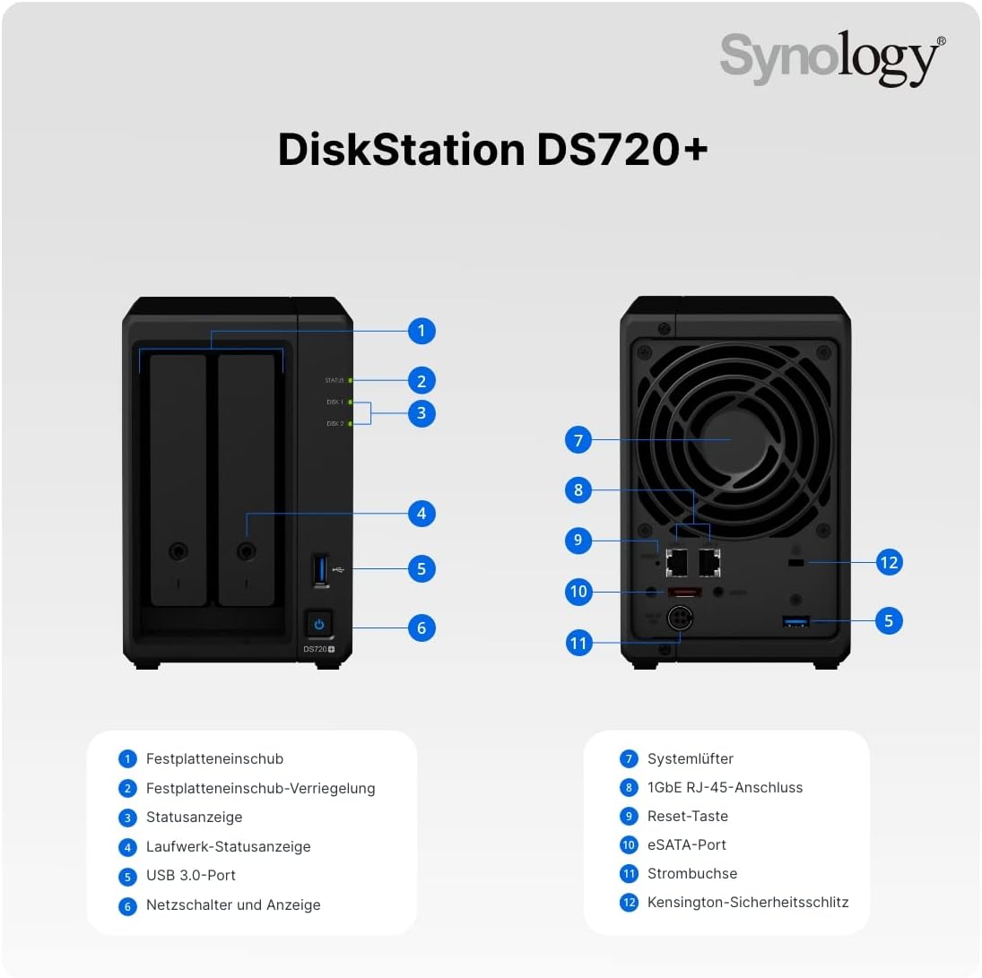 Synology 2 Bay NAS DiskStation DS720+ Diskless A17254