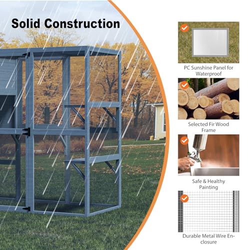 Catio Outdoor Cat Enclosure, Large Walk-in Cat Cage with Waterproof Cover, 72 inch X803947