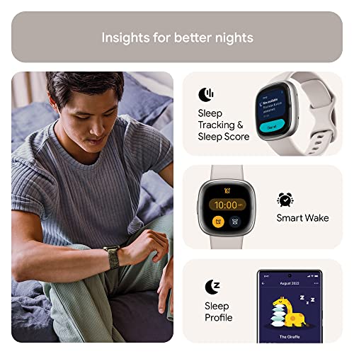 Fitbit Sense 2 Advanced Health Smartwatch with ECG, SpO2, GPS, Lunar White/Platinum B55578