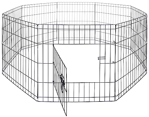 Foldable Metal Pet Play Pen with Door for Dogs, 24-inch Z552