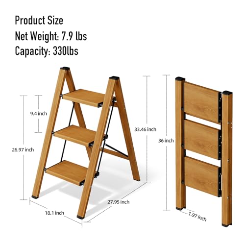 2 Step Lightweight Aluminum Folding Ladder with Anti-Slip Pedals, 330 lbs Capacity D5199