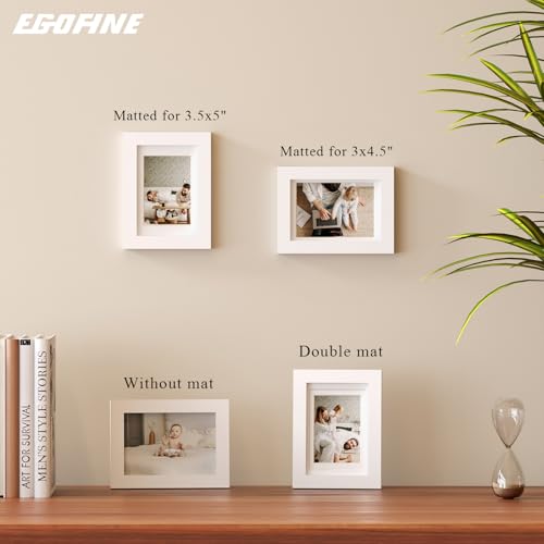Egofine 8x10 Picture Frames Set of 6, Solid Wood with Plexiglass, White T6319