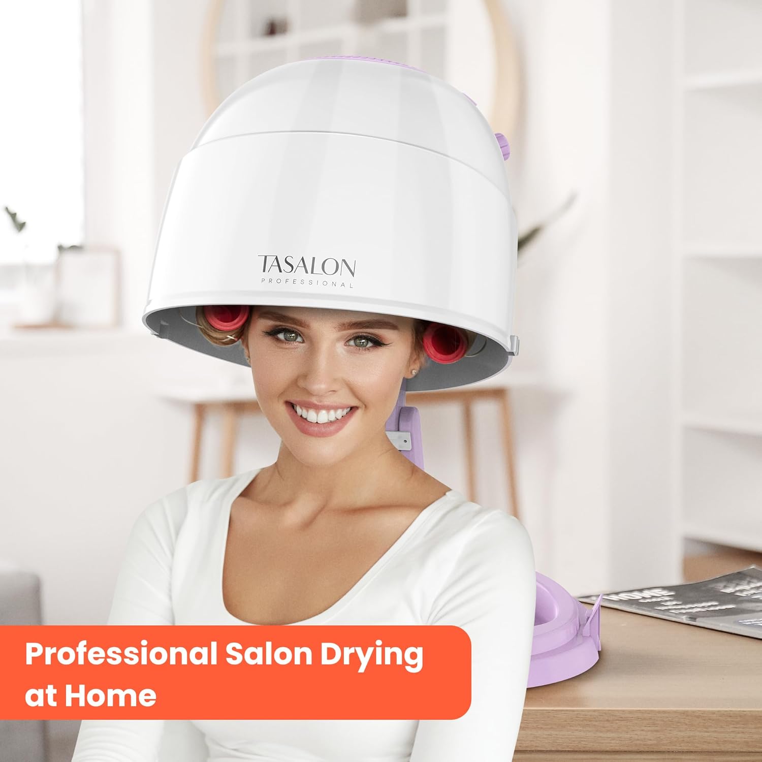 TASALON 1875W Ionic Hooded Hair Dryer with 3 Heating Settings for Home & Salon Y4638