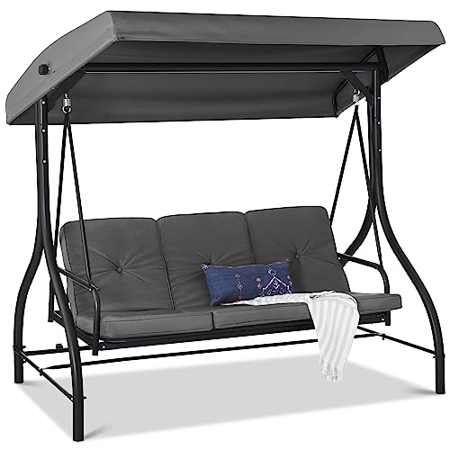 Best Choice Products 3-Seat Outdoor Canopy Swing Glider with Adjustable Shade, Midnight Green A10932