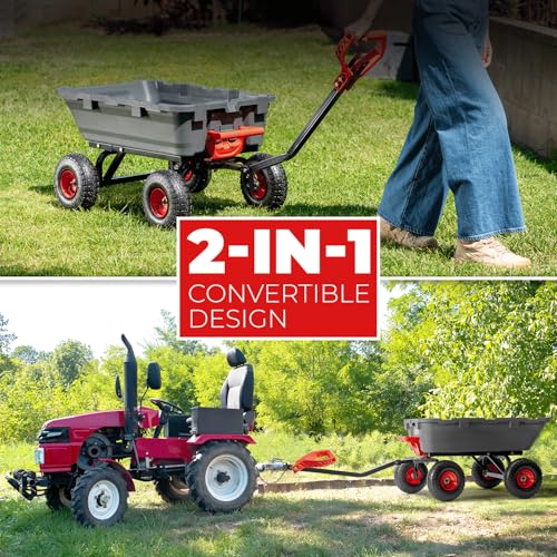 XtremepowerUS 2-in-1 Convertible Garden Cart Dump Wagon 800-Pound Utility Cart U17311