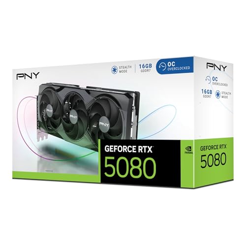 PNY NVIDIA GeForce RTX 5080 16GB ARGB Overclocked Triple Fan Graphics Card E78077