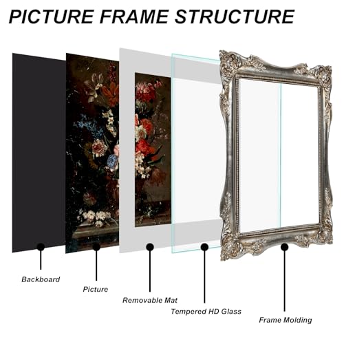 Black Vintage Picture Frame with Mat for 5x7 or 8x10 Photos E9622