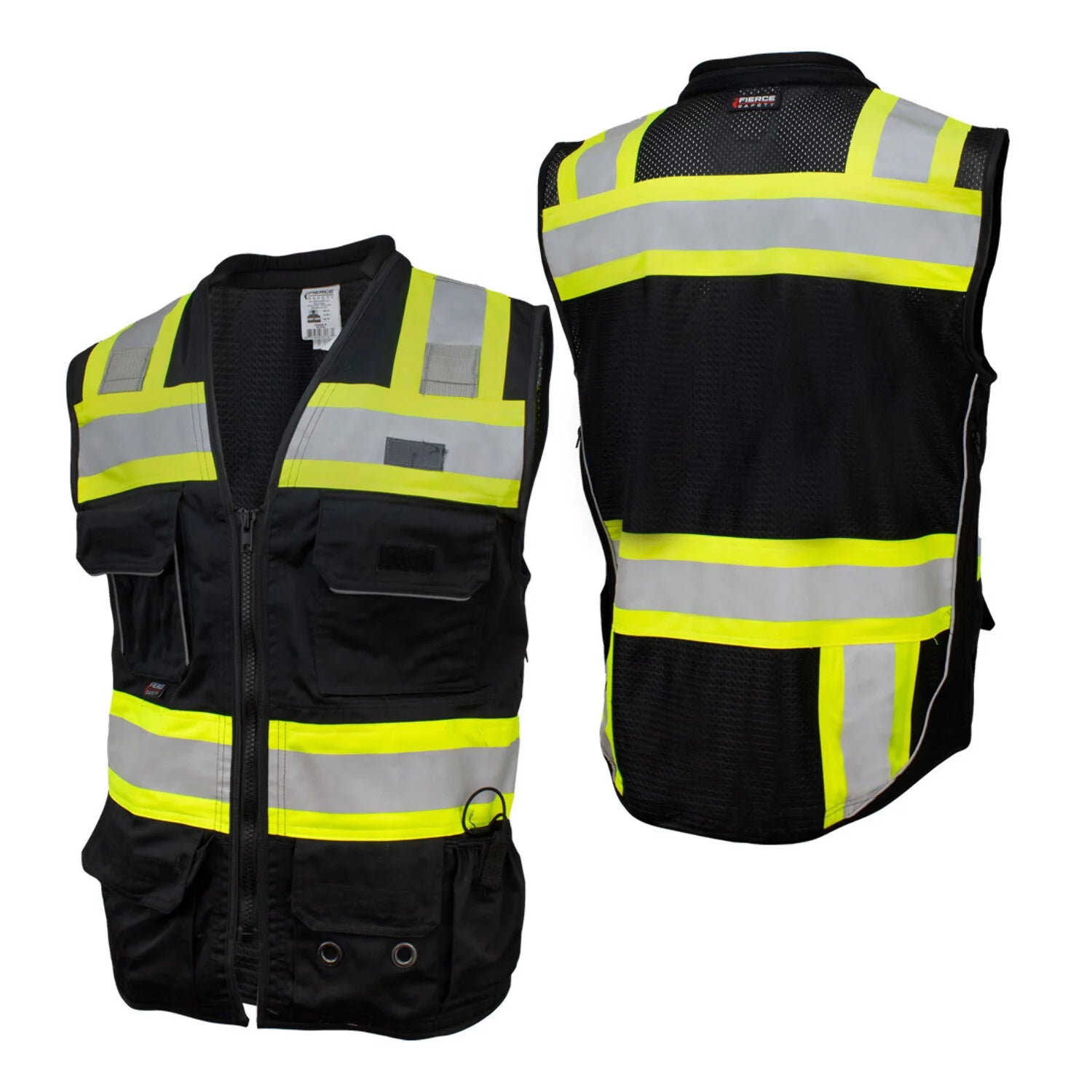Fierce Safety SU500B Surveyors Class 1 Black Vest with Tablet Pocket A95997
