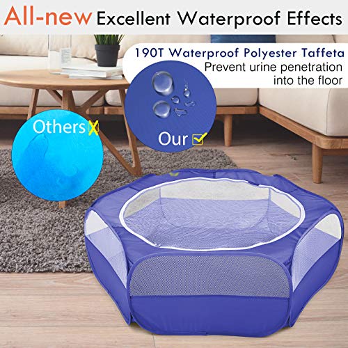 Pawaboo Small Animals Playpen, Waterproof Pet Cage Tent with Zippered Cover, Portable Outdoor Yard Fence, Green C9530