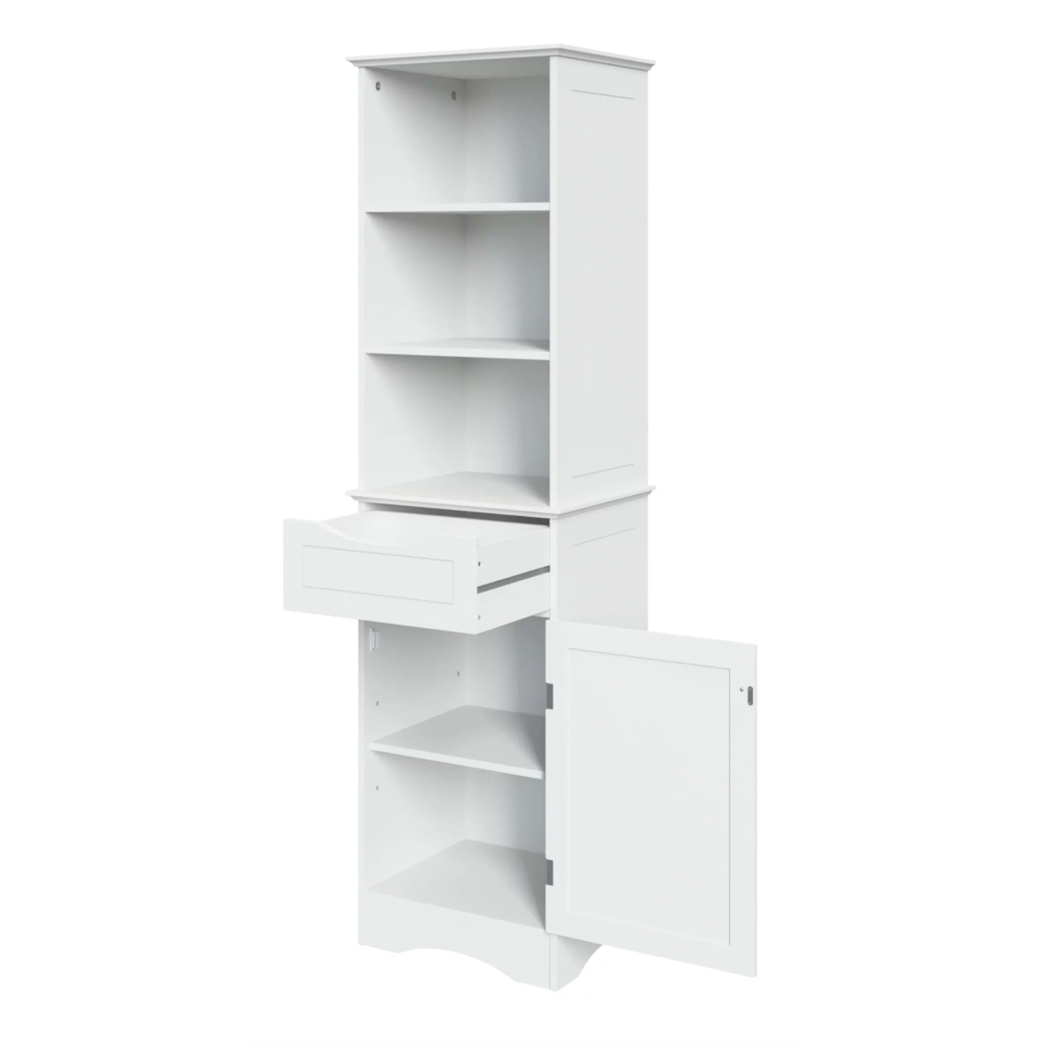 RiverRidge Home Ashland Tall Linen Storage Cabinet with Drawer, White I7879