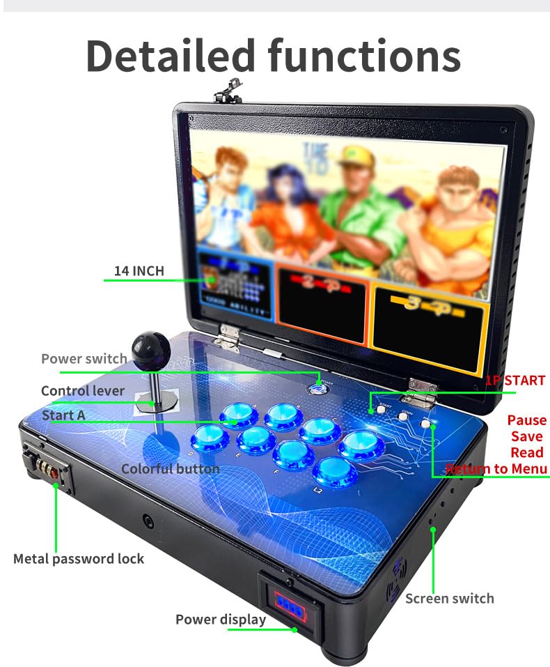 Pandora Arcade Portable Retro Video Game Player 14 inch LED Built-in 20000+ Classic Games M477096
