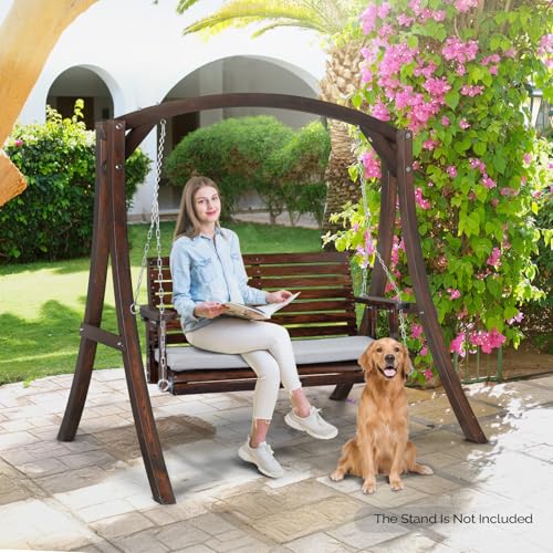 VINGLI Heavy Duty 880 LBS Patio Wooden Porch Swing with Extra Cushion, 5 FT Y211