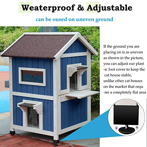 Rockever Outdoor Cat House, Large Wooden Weatherproof Shelter with Escape Door Z2462
