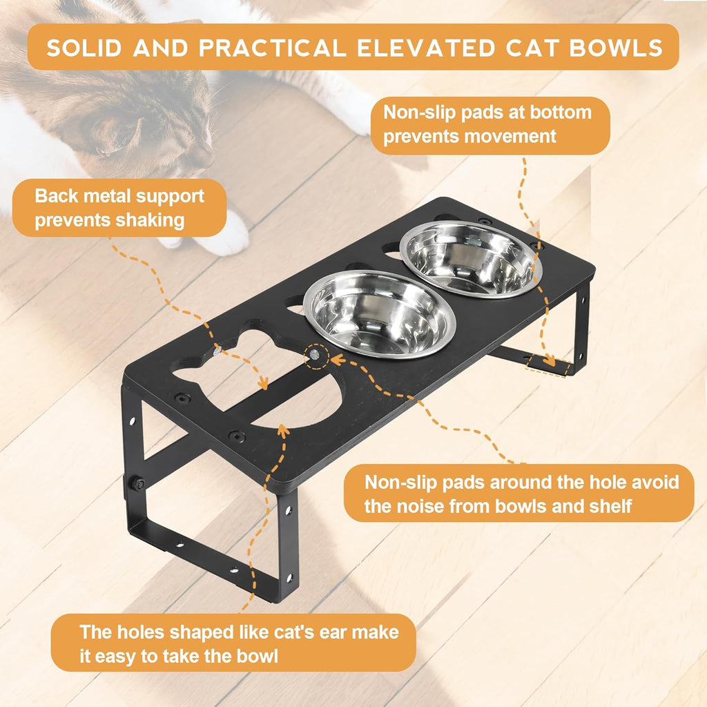 Elevated Cat Bowls 15° Tilted with Stainless Steel Stand for Food and Water B135302