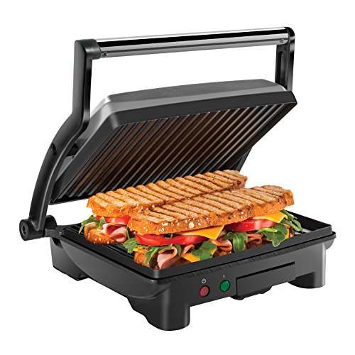 Chefman Panini Press Grill and Gourmet Sandwich Maker, Non-Stick, 4 Slice, Black U13044