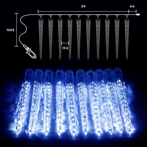 Brightown Christmas Meteor Shower Lights Outdoor 30ft 720 LED Waterproof Blue T277924