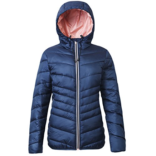 Rokka&Rolla Women's Lightweight Puffer Jacket Water-Resistant Hooded Winter Coat