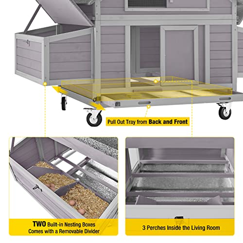 Aivituvin Portable Chicken Coop with Wheels, Outdoor Hen House with Nesting Box O828689
