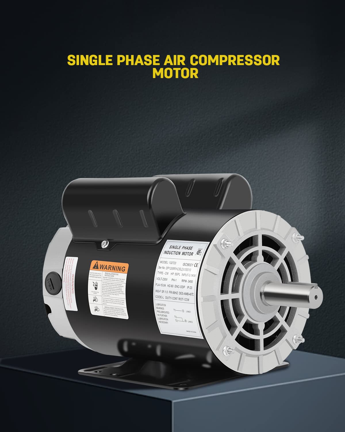 5 HP SPL Air Compressor Motor, 3450 RPM, 230V, 56HZ Frame G22706