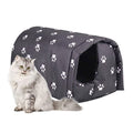 Fhiny Stray Cats Shelter, Waterproof Outdoor Cat House Foldable Warm Pet Cave for Winter Wild Animal Tent Bed Anti-Slip Kitten Cave for Feral Cat Dog Puppy Weatherproof Black (L:21.7"×16"×14.5")