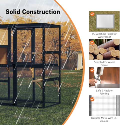 Catio Outdoor Cat Enclosure, Large Walk-in Cat Cage with Waterproof Cover, 72 inch X803947