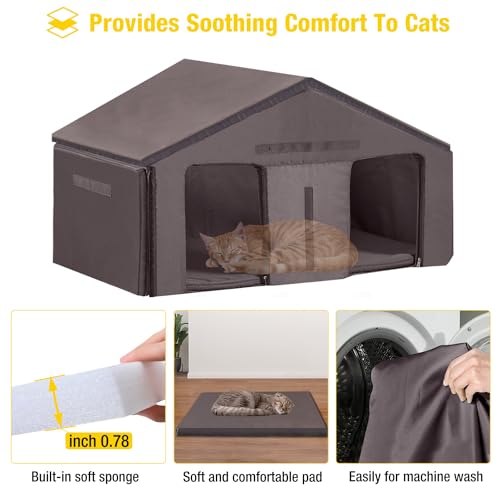 Aivituvin Cat House with Insulated Liner, Weatherproof Outdoor Shelter N454159