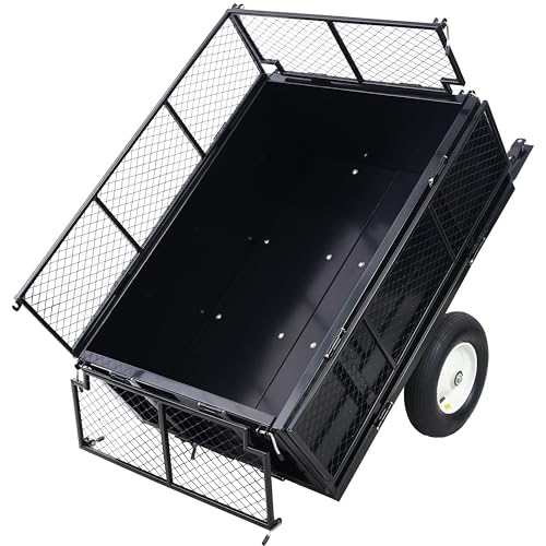 ATV Trailer Steel Dump Cart 750lbs Utility Trailer with Removable Sides B193751