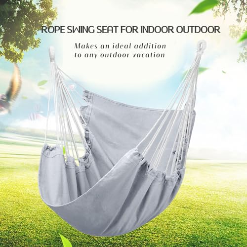 Hommtina Hammock Chair Hanging Rope Swing, Max 300 Lbs, Dark Gray W16807