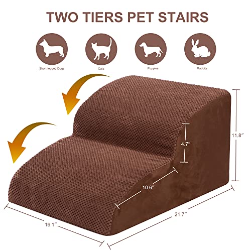 Dog Stairs for Small Dogs, High Density Foam Pet Ramp, Non-Slip Steps for Beds or Couch M77852