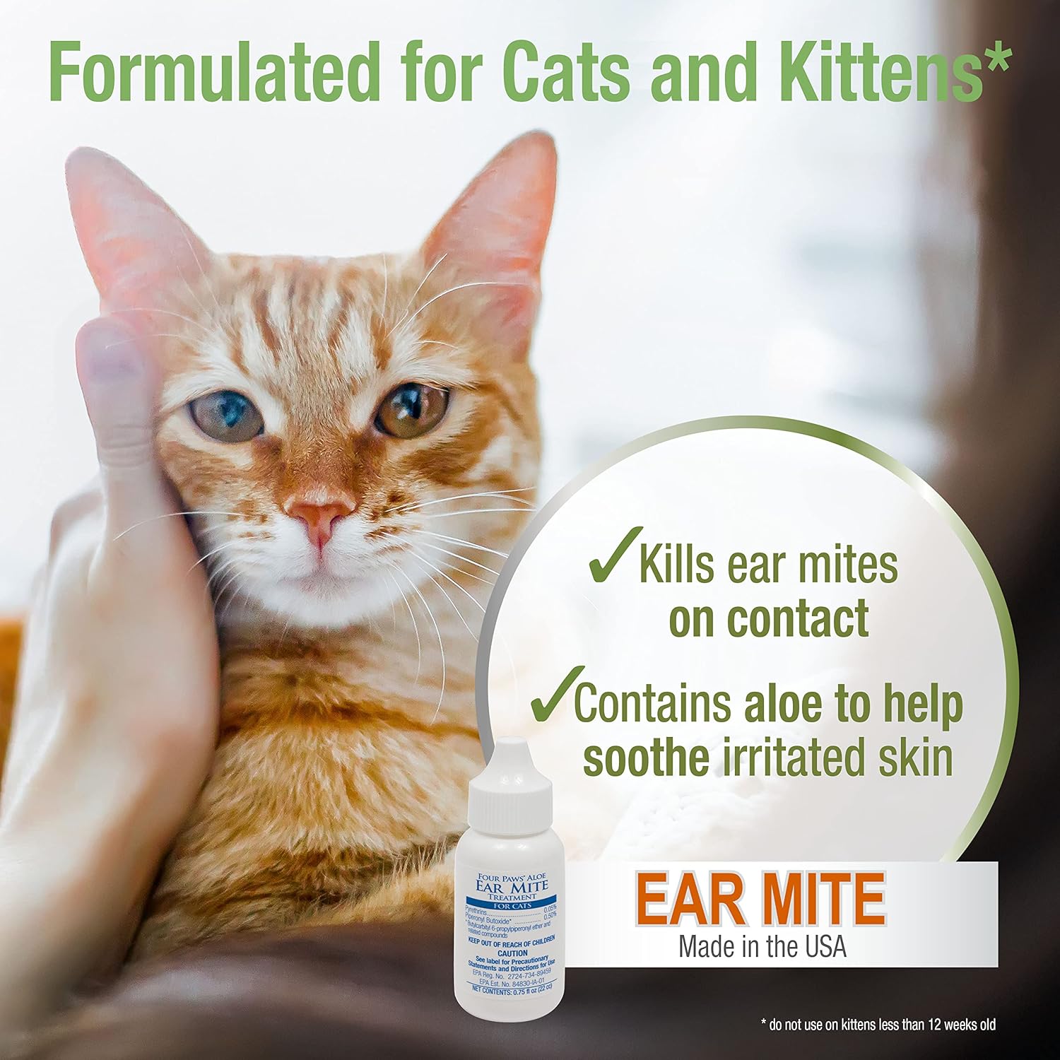 Four Paws Healthy Promise Aloe Ear Mite Treatment for Cats E174