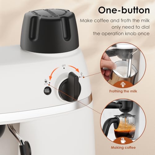 Espresso Coffee Machine with Milk Frother, 4 Cup, 800W, Black Q882