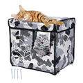 Cat House Outdoor with Two-Sided Escape Door, Insulated and Waterproof, Outside Weatherproof Feral Cat Shelter for Winter, Oxford Cloth Upgraded (Green, s)