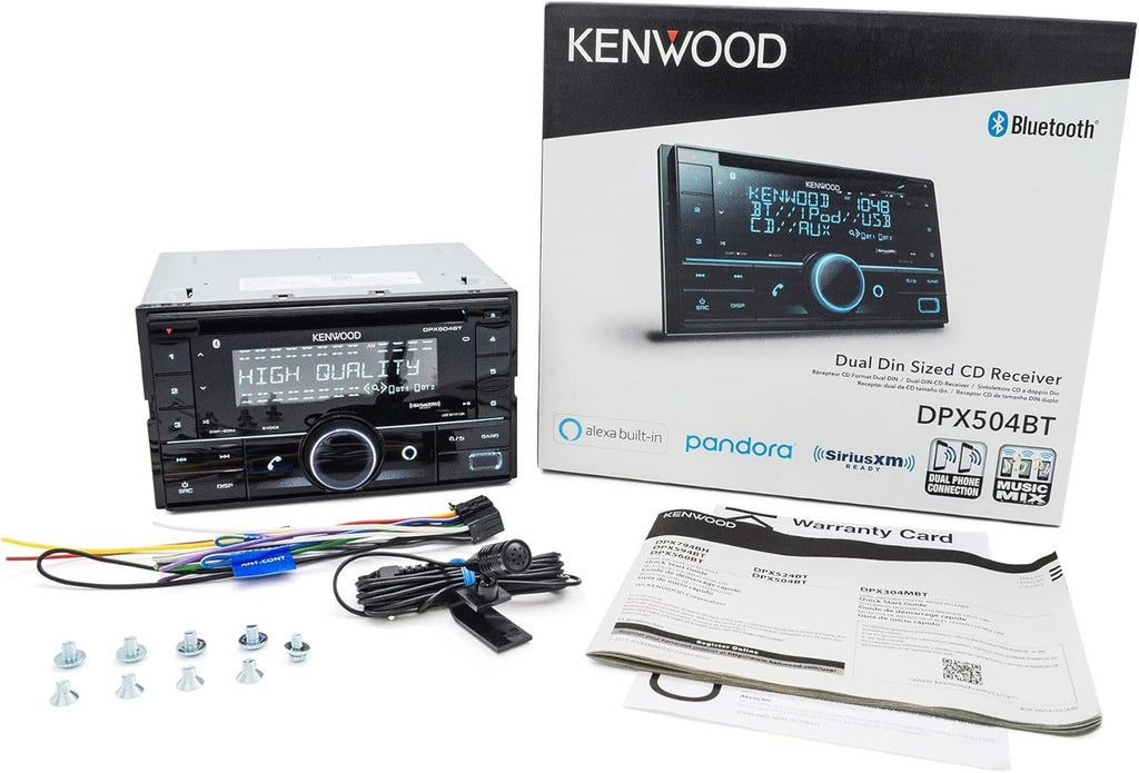 Kenwood DPX504BT Double DIN Car Stereo Receiver with Bluetooth and Alexa Voice Control X82891