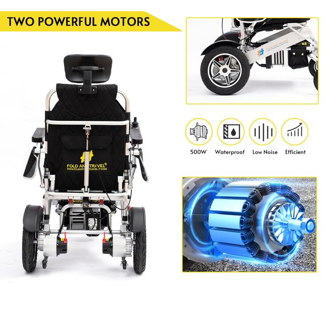 Lightweight Foldable Electric Wheelchair for Seniors and Adults, Blue Seat D193