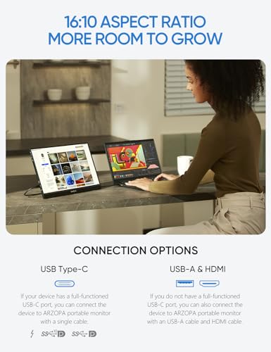ARZOPA 16.1'' 144Hz Portable Gaming Monitor, 1080P FHD, HDR L526