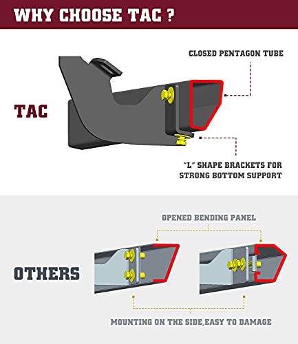 TAC Sidewinder Running Boards for 2022-2024 Toyota Tundra CrewMax, 4" Drop Black Side Steps M634