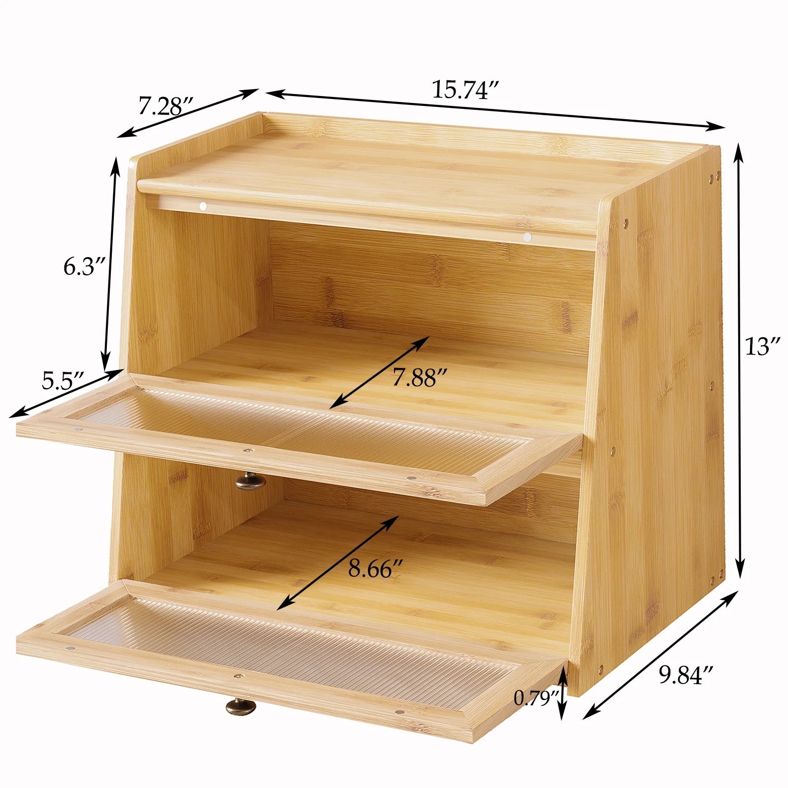 BALANBO Double Layer Bamboo Bread Box for Kitchen Counter S561773