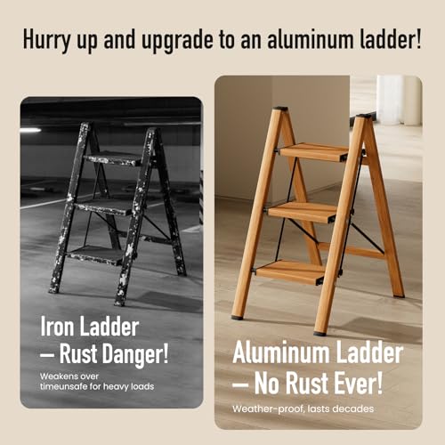 2 Step Lightweight Aluminum Folding Ladder with Anti-Slip Pedals, 330 lbs Capacity D5199
