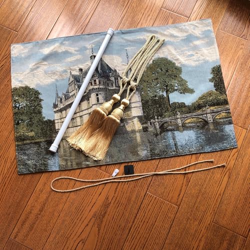 Vintage Nature Tapestry Wall Hanging with Telescopic Rod & Tassels I9744