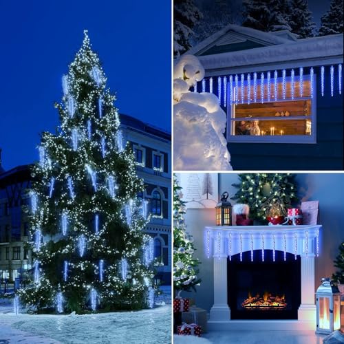 Brightown Christmas Meteor Shower Lights Outdoor 30ft 720 LED Waterproof Blue T277924