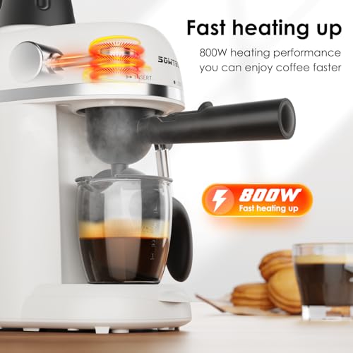 Espresso Coffee Machine with Milk Frother, 4 Cup, 800W, Black Q882