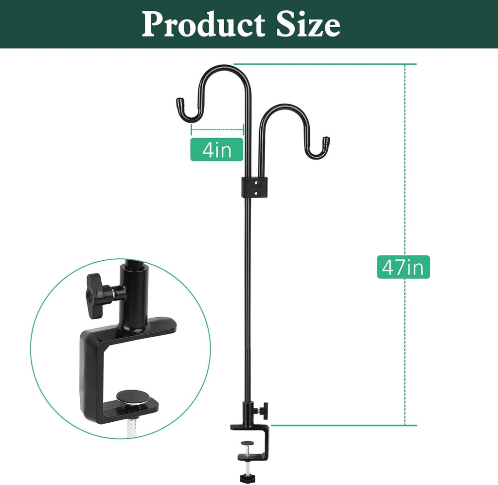 Black 47 Inch Deck Hook for Bird Feeder & Plants P97408