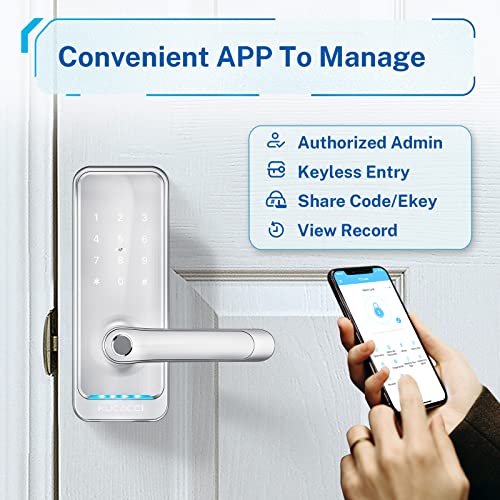 Kucacci Keypad Smart Door Lock with Handle, WiFi, Silver D1443