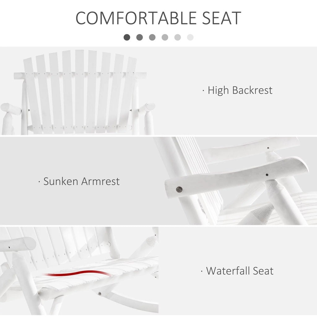Outsunny 2-Person Wood Adirondack Rocking Chair Y121