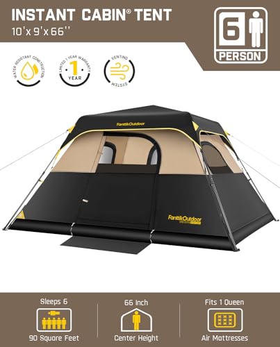 Fanttik Outdoor Camping Tent 4/6/8/10 Person Instant Cabin with Rainfly & Carry Bag G367