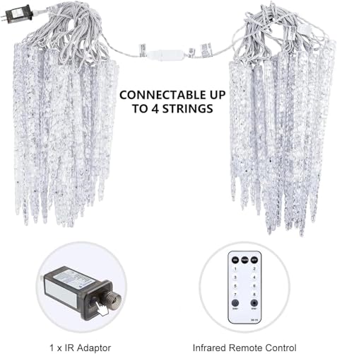 Icicle Lights for Outside with Remote, 30ft 150 LED, Cool White X82678