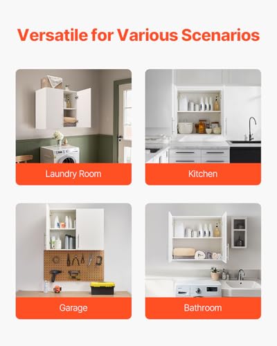 VEVOR 2-Tier Wall Mounted Laundry Cabinet with 2 Doors, White V508463
