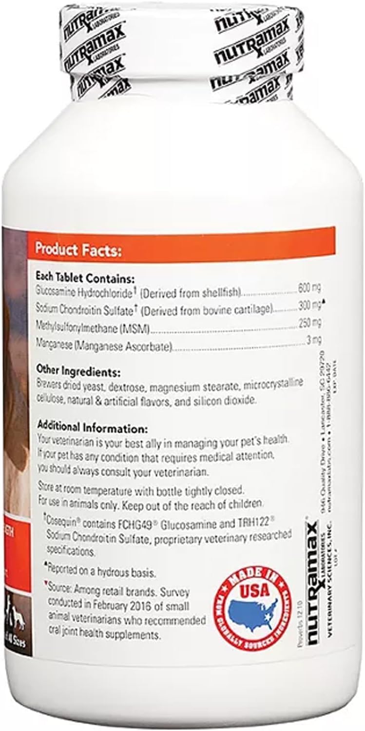 Cosequin MSM Joint Health Supplement for Dogs, 180 Chewable Tablets N527